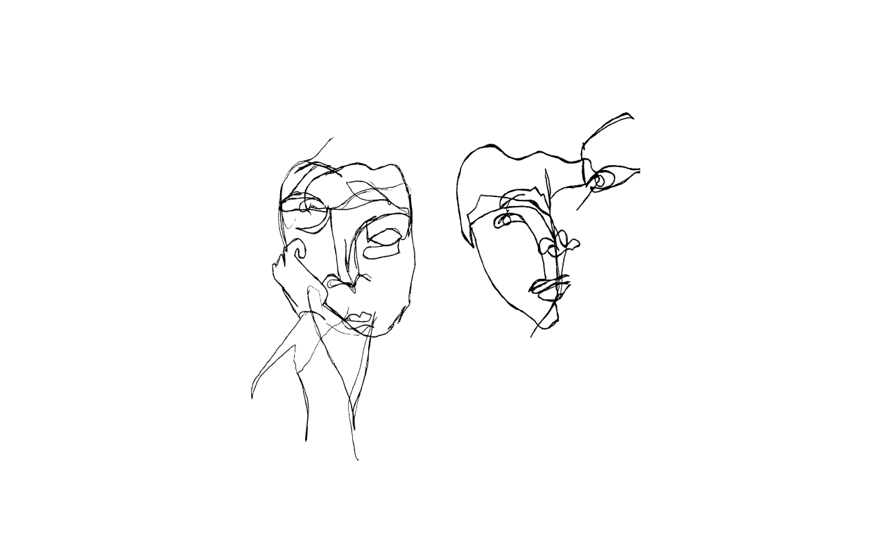 Line-art tattoo design featuring Two faces. Ideal for individuals seeking a distinctive and contemporary tattoo concept.