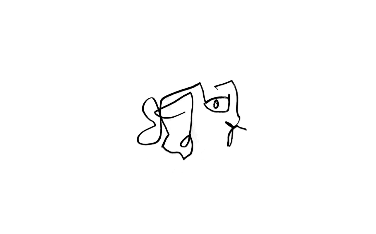 Straightforward face in minimalist line-art, ideal for those who appreciate clarity and subtle expression in body art.