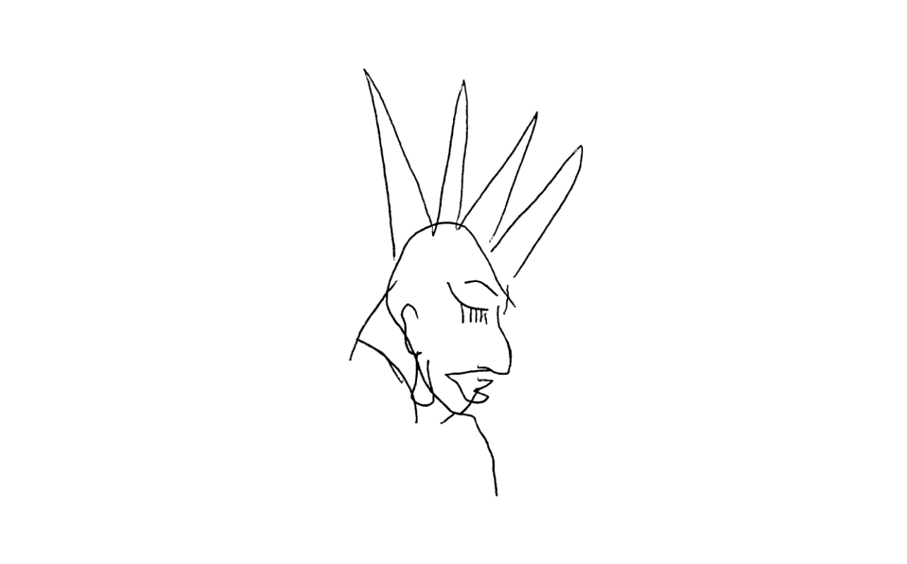 Punk with a Mohawk showcasing rebellious spirit and edgy style. Line-art tattoo design ideal for bold and unconventional looks.