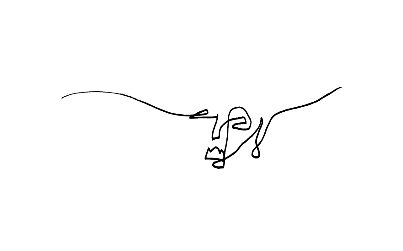 Extended line forming a face, showcasing minimalist and abstract design. Line-art tattoo ideal for modern and artistic expression.