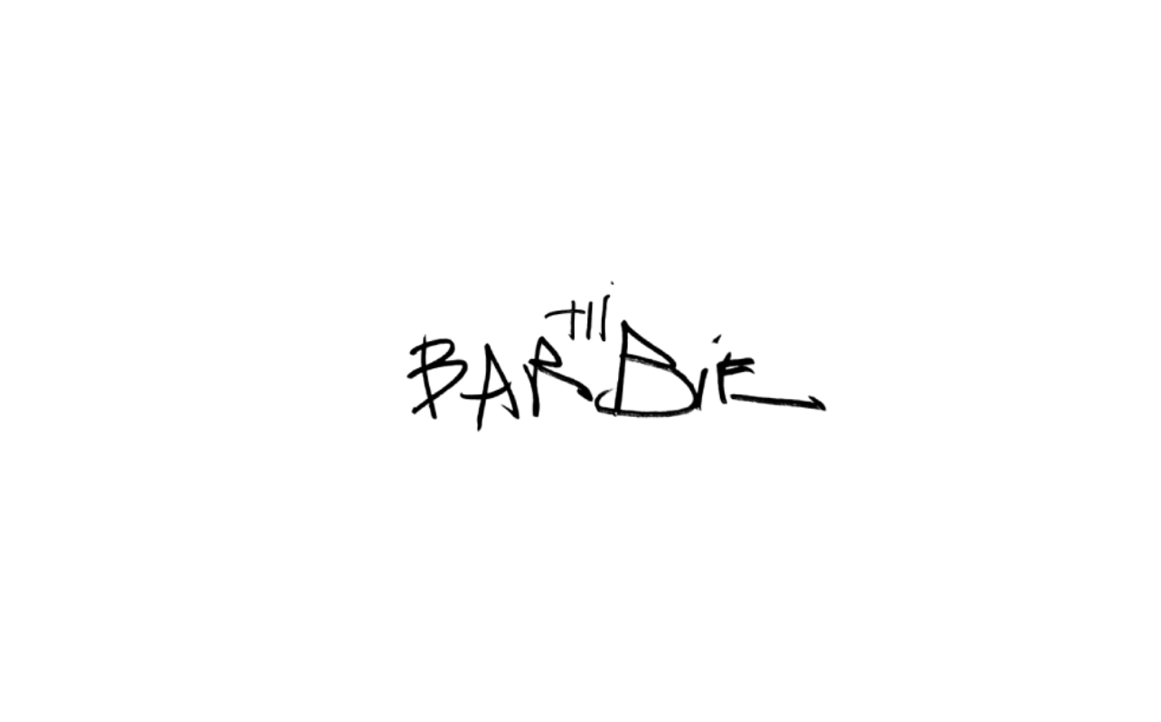 'Barbie' text in minimalist line-art, ideal for expressing fun and creativity.