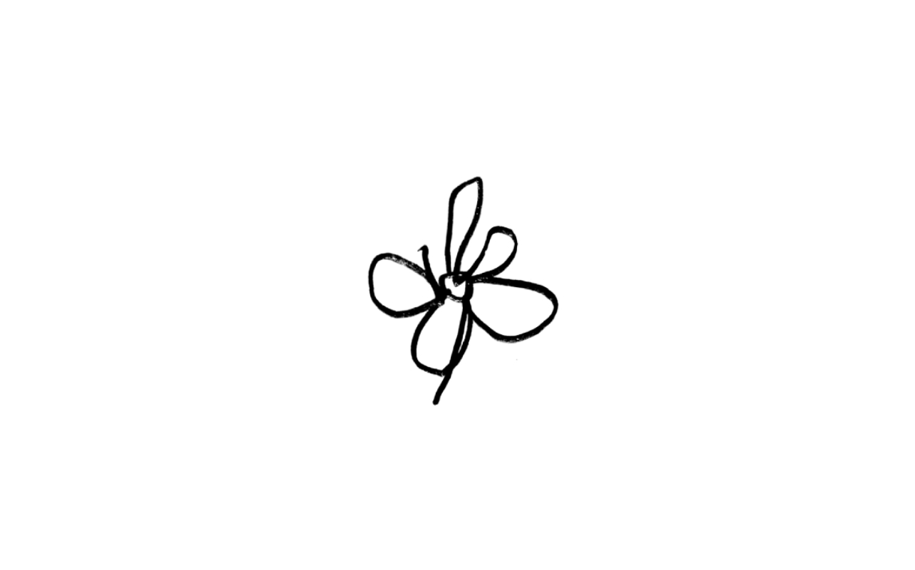 Charming flower in minimalist line-art, ideal for expressing fun and creativity.