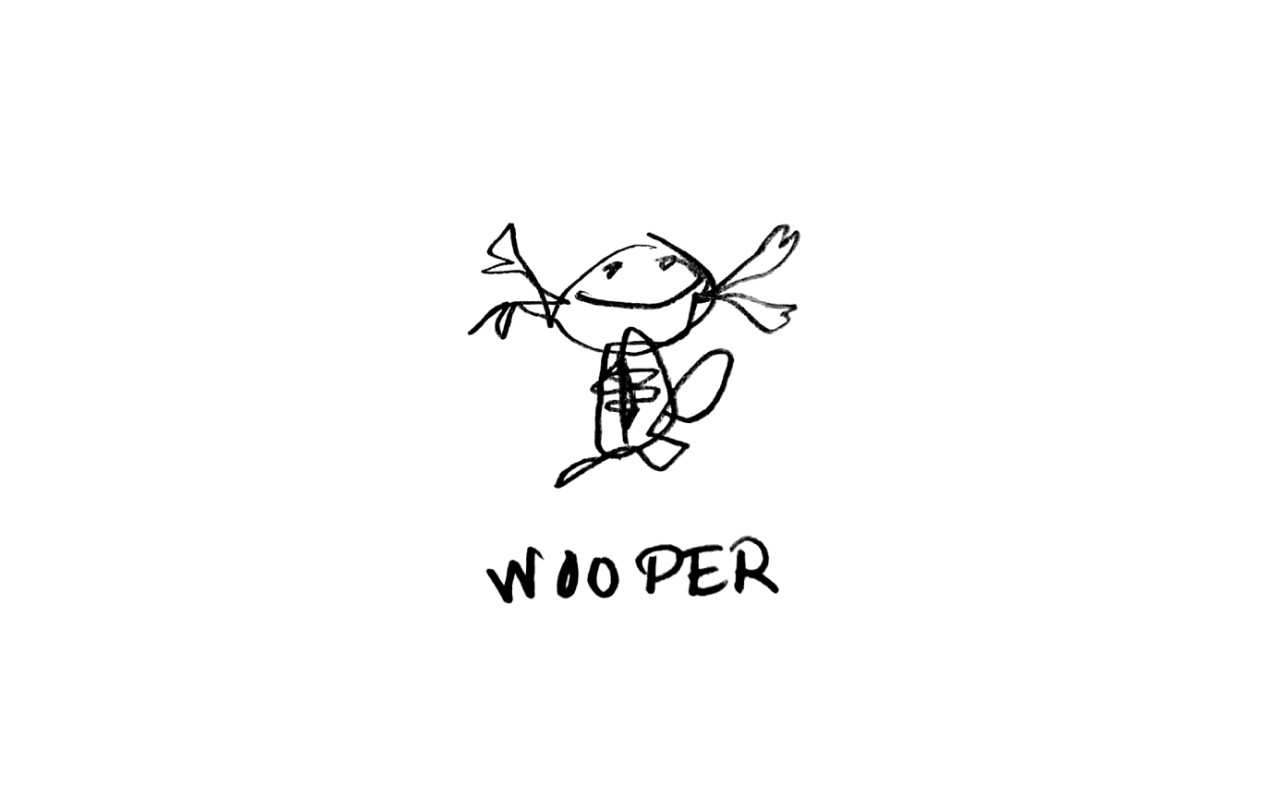 Minimalist line creature, showcasing simplicity and imaginative design. Line-art tattoo design ideal for unique and creative body art.